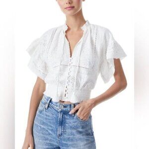 NWT Alice + Olivia Tabitha Cropped Blouse